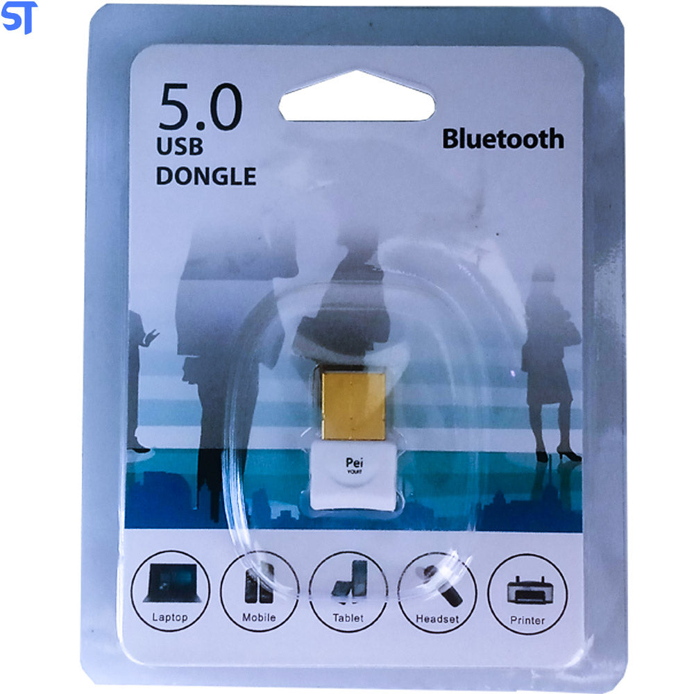 Mini Adaptador Bluetooth 5.0 Usb Dongle 3Mbps para Dados Branco - PEI-605